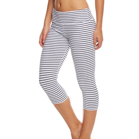 Glyder Mantra Crop White & Black Stripe (Lululemon Quiet Stripe dupe) - Picture 2 of 13